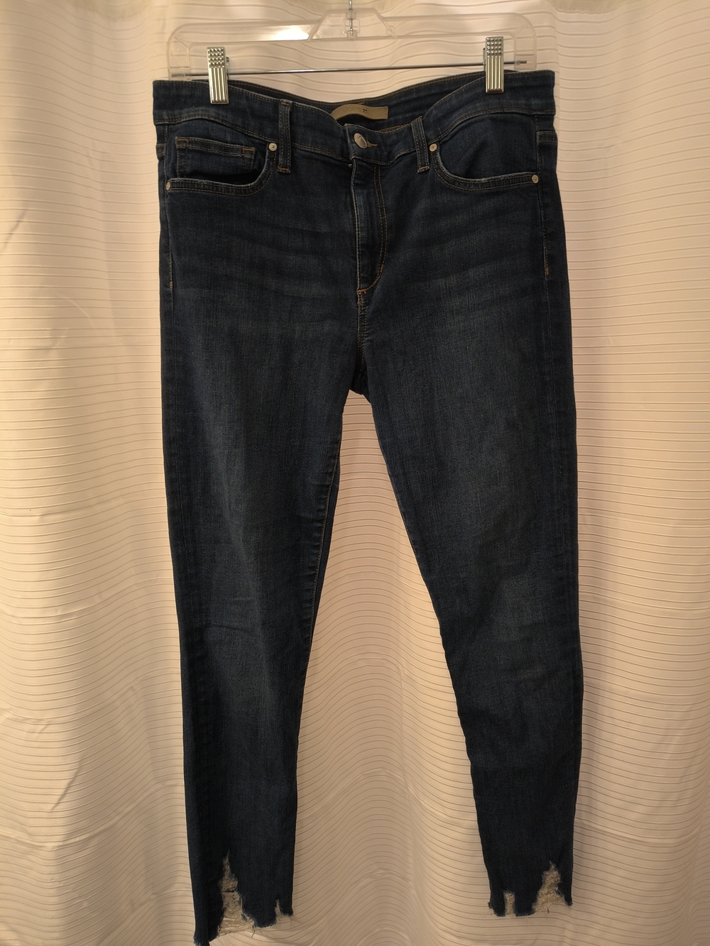 Joe's Jeans Dark Wash Skinny Jeans with Distressed Hem